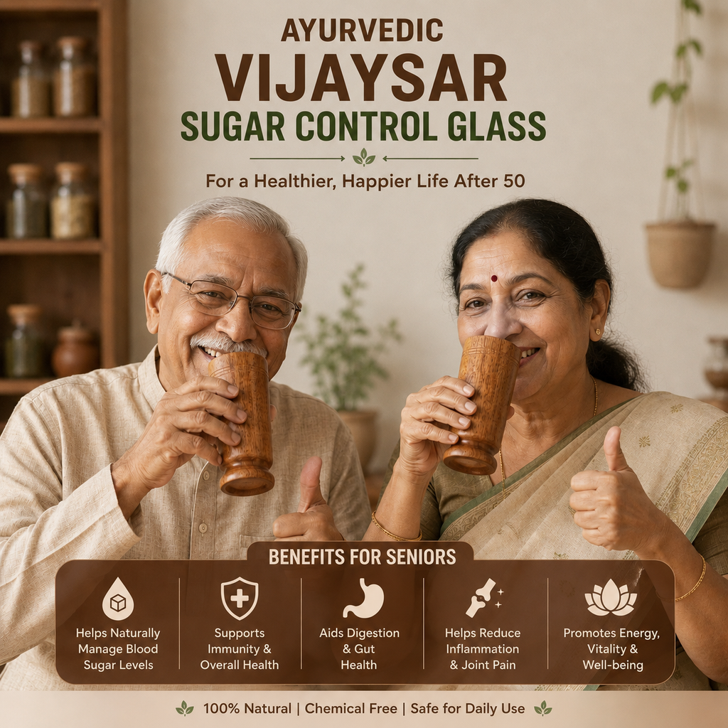 🌿 Vijaysar Wooden Sugar Control Glass ✨